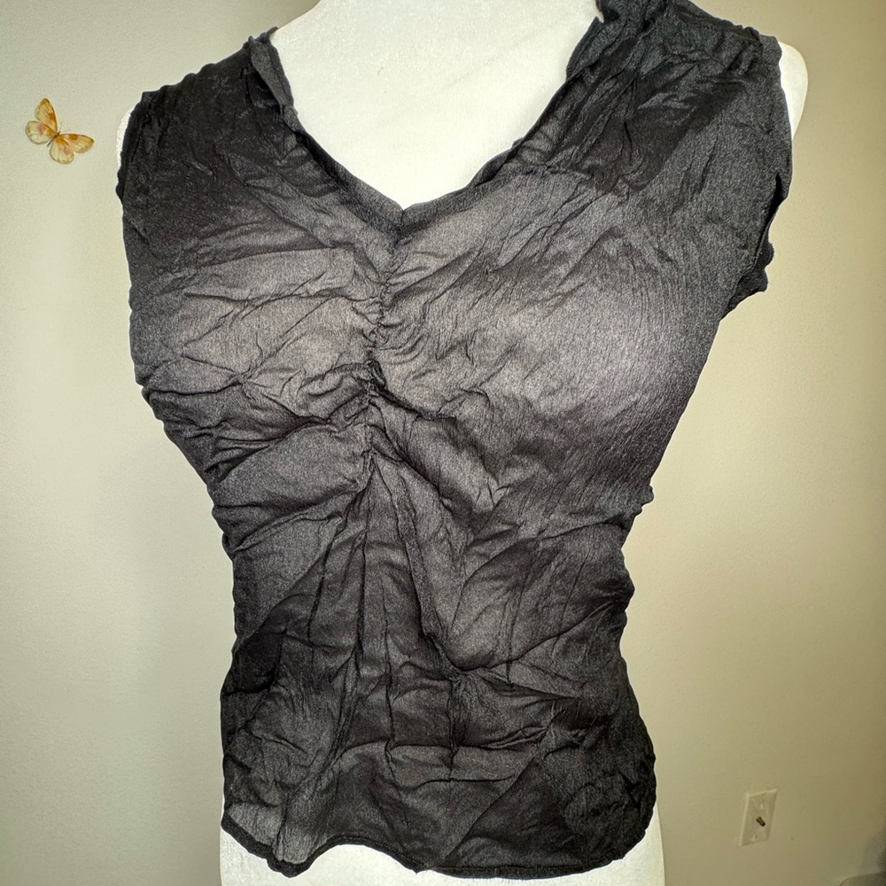 Chic Black Ruched Women's Blouse
